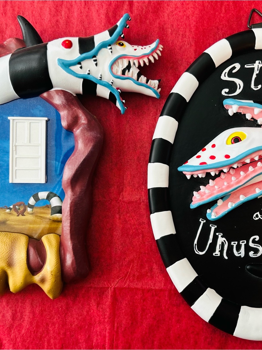 2xResin Beetlejuice Sandworm Decorations Halloween Tim Burton 10”&8.5” Heavy